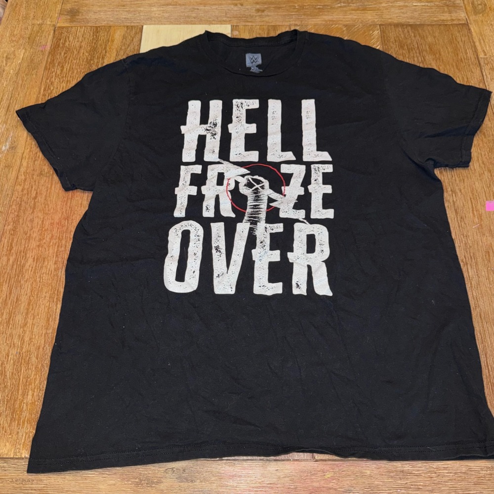 WWE T-Shirt Mens XL Black Excellent CM Punk Hell Froze Over Graphic Tee